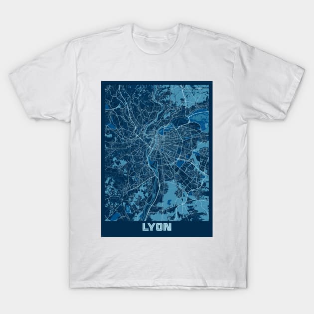 Lyon - France Peace City Map T-Shirt by tienstencil